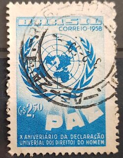 C 429 Selo Declaracao Universal dos Direitos do Homem Mapa 1958 Circulado 6