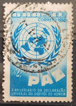 C 429 Selo Declaracao Universal dos Direitos do Homem Mapa 1958 Circulado 7