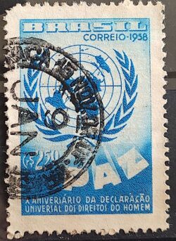 C 429 Selo Declaracao Universal dos Direitos do Homem Mapa 1958 Circulado 8