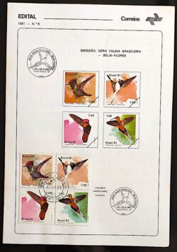 Edital 1981 08 Fauna Beija Flor Ave Passaro Com Selo CBC e CPD ES 1