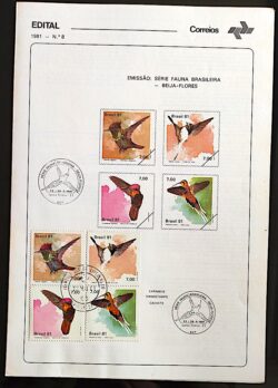 Edital 1981 08 Fauna Beija Flor Fauna Passaro Ave Com Selo CBC e CPD ES 2