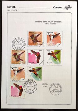 Edital 1981 08 Fauna Beija Flor Com Selo CBC e CPD SP 1