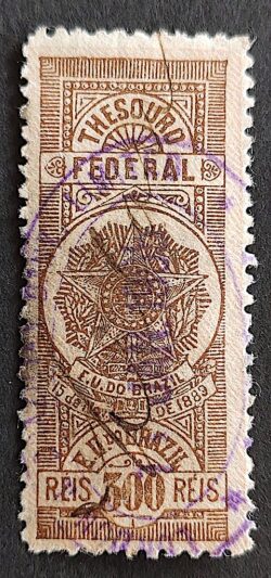 Imposto do Selo Fiscal Tesouro Nacional 300 Reis 1