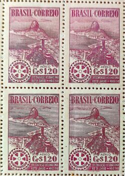 A 63 Selo Aereo Convencao Internacional do Rotary Club Rio de Janeiro 1948 Quadra 1