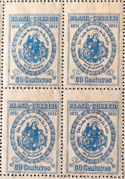 C 263 Selo 3 Centenario Sao Joao Batista de La Salle Religiao 1951 Quadra 2