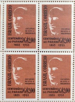C 325 Selo Centenario do Parana Zacarias de Gois e Vasconcellos Personalidade 1954 Quadra