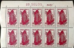 C 335 Selo Festa da Uva Caxias do Sul 1954 Com Vinheta Com 10 Selos