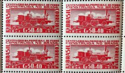 C 337 Selo Primeira Estrada de Ferro no Brasil Trem Locomotiva 1954 Quadra 2