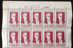 C 338 Selo Presidente do Libano Camille Chamoum 1954 Com Vinheta Com 10 Selos