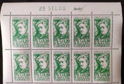 C 341 Selo Centenario Apolonia Pinto Atriz Arte Teatro 1954 Com Vinheta Com 10 Selos