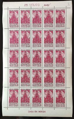 C 345 Selo Congresso da Padroeira do Brasil Nossa Senhora Aparecida Religiao 1954  Folha