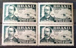 C 347 Selo Centenario da Educacao do Cego no Brasil Braile Benjamin Constant Personalidade 1954 Quadra