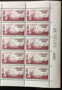 C 348 Selo Sesquicentenario Almirante Barroso Riachuelo Navio Militar 1954  Com Vinheta Com 10 Selos