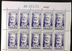 C 349 Selo Sesquicentenario Almirante Barroso Militar 1954 Com Vinheta Com 10 Selos