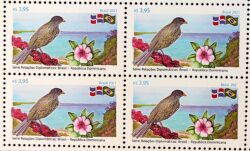 C 3985 Selo Relacoes Diplomaticas Brasil Republica Dominicana Ave Passaro Bandeira Flor 2021 Quadra