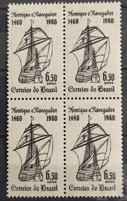 A 100 Selo Aereo Infante Dom Henrique Navio Portugal 1960 Quadra