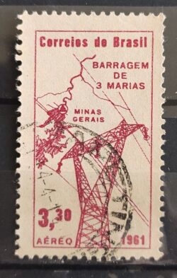 A 103 Selo Aereo Barragem Tres Marias Energia Eletrica Mapa 1961 Circulado 4