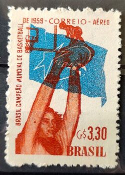 A 87 Selo Brasil Campeao Mundial de Basquete 1959 MH