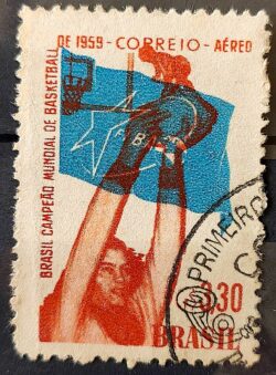 A 87 Selo Brasil Campeao Mundial de Basquete 1959 Circulado 1