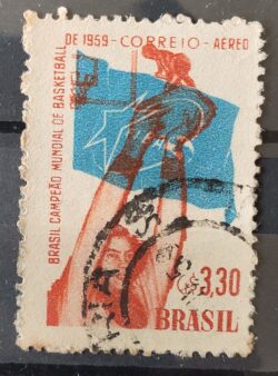 A 87 Selo Brasil Campeao Mundial de Basquete 1959 Circulado 12