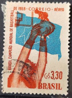 A 87 Selo Brasil Campeao Mundial de Basquete 1959 Circulado 3