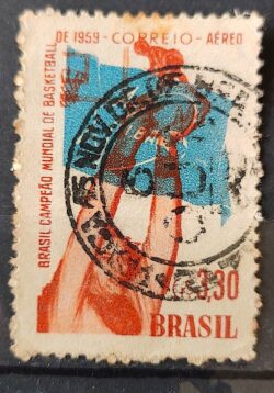 A 87 Selo Brasil Campeao Mundial de Basquete 1959 Circulado 5