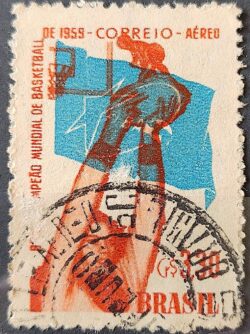 A 87 Selo Brasil Campeao Mundial de Basquete 1959 Circulado 6