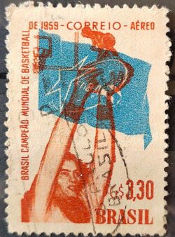 A 87 Selo Brasil Campeao Mundial de Basquete 1959 Circulado 7