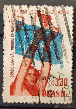 A 87 Selo Brasil Campeao Mundial de Basquete 1959 Circulado 8