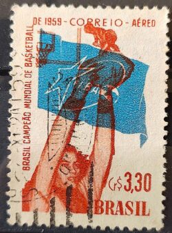 A 87 Selo Brasil Campeao Mundial de Basquete 1959 Circulado 9