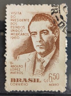 A 90 Selo Presidente do Mexico Adolfo Lopes Mateos 1960 Circulado 2
