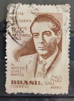 A 90 Selo Presidente do Mexico Adolfo Lopes Mateos 1960 Circulado 3