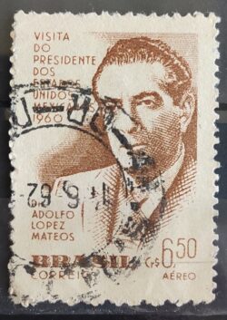 A 90 Selo Presidente do Mexico Adolfo Lopes Mateos 1960 Circulado 4