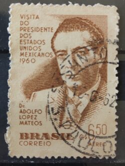 A 90 Selo Presidente do Mexico Adolfo Lopes Mateos 1960 Circulado 5