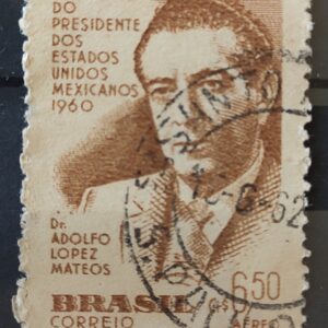 A 90 Selo Presidente do Mexico Adolfo Lopes Mateos 1960 Circulado 5