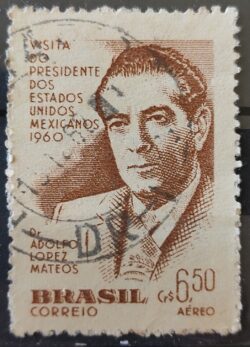 A 90 Selo Presidente do Mexico Adolfo Lopes Mateos 1960 Circulado 6