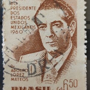A 90 Selo Presidente do Mexico Adolfo Lopes Mateos 1960 Circulado 6