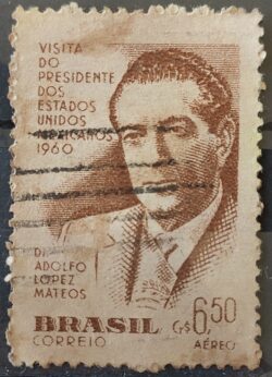 A 90 Selo Presidente do Mexico Adolfo Lopes Mateos 1960 Circulado 7