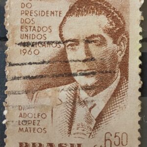 A 90 Selo Presidente do Mexico Adolfo Lopes Mateos 1960 Circulado 7