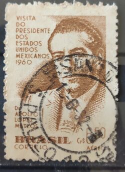 A 90 Selo Presidente do Mexico Adolfo Lopes Mateos 1960 Circulado 8
