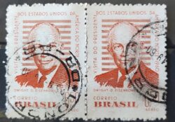 A 91 Selo Presidente dos Estados Unidos Eisenhower 1960 Circulado Dupla 1