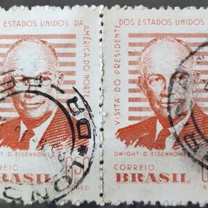 A 91 Selo Presidente dos Estados Unidos Eisenhower 1960 Circulado Dupla 1
