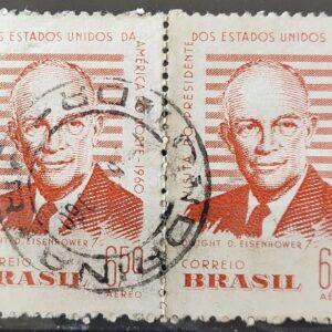 A 91 Selo Presidente dos Estados Unidos Eisenhower 1960 Circulado Dupla 2