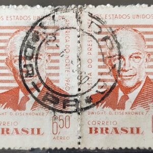 A 91 Selo Presidente dos Estados Unidos Eisenhower 1960 Circulado Dupla 3