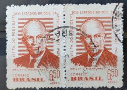 A 91 Selo Presidente dos Estados Unidos Eisenhower 1960 Circulado Dupla 4