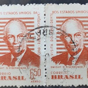 A 91 Selo Presidente dos Estados Unidos Eisenhower 1960 Circulado Dupla 4