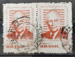 A 91 Selo Presidente dos Estados Unidos Eisenhower 1960 Circulado Dupla 5