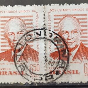 A 91 Selo Presidente dos Estados Unidos Eisenhower 1960 Circulado Dupla 6
