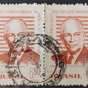 A 91 Selo Presidente dos Estados Unidos Eisenhower 1960 Circulado Dupla 7