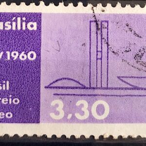 A 93 Selo Aereo Inauguracao de Brasilia Congresso Nacional 1960 Circulado 1